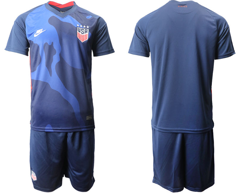 Men 2020-2021 Season National team United States away blue Soccer Jersey->customized soccer jersey->Custom Jersey